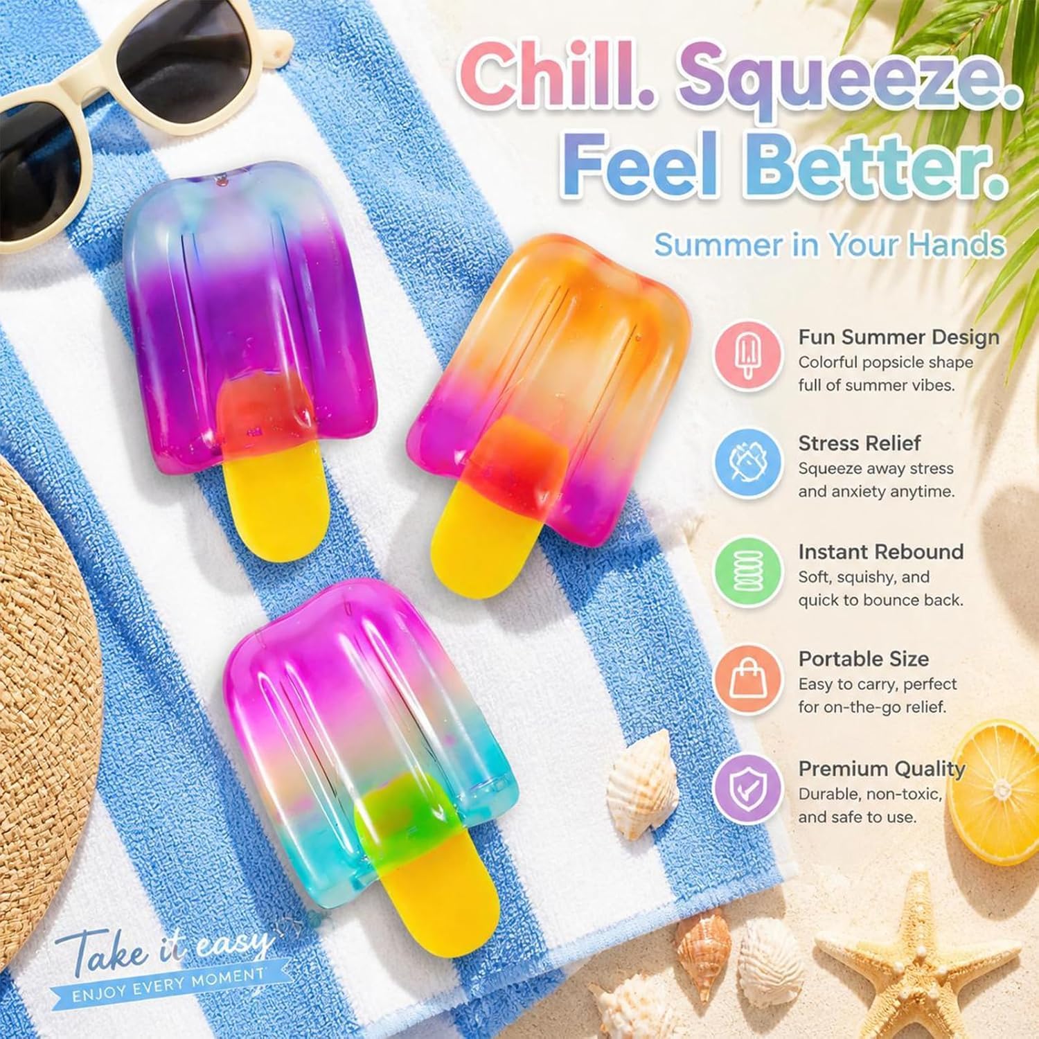 Ice Cream Squeeze Stress Relief Toy, Summer Sensory Stress Reduction & Anxiety Relief